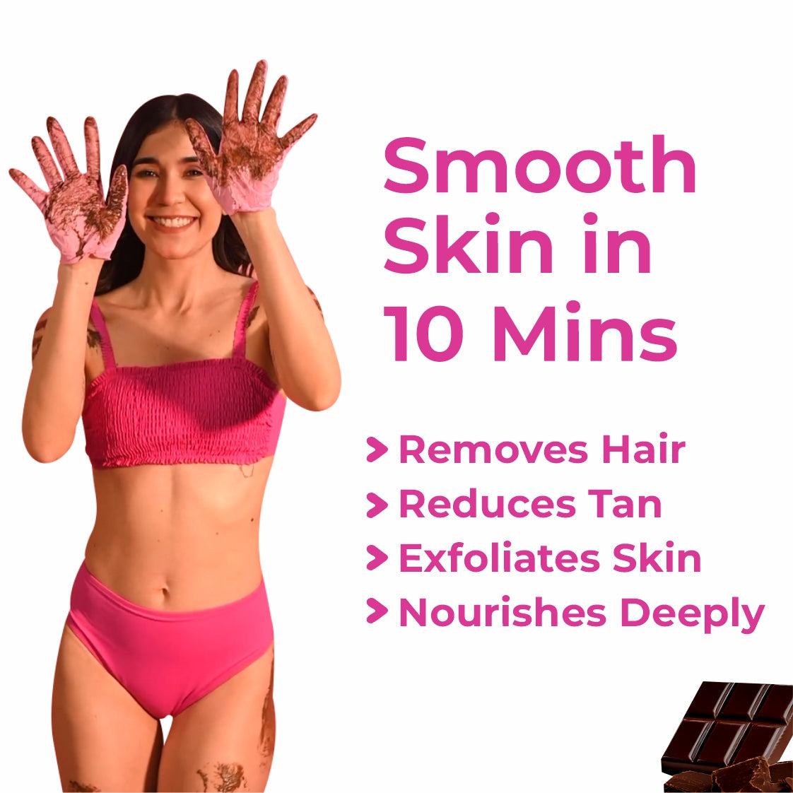 4-in-1 Chocolate , Herbal & Orange Bikini Hair Removal Wax Powder Mask